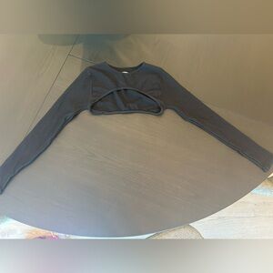 Forever 21 Active long sleeve crop top in soft black, size Small